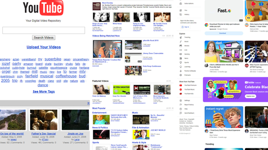 No início, a intenção era que o YouTube fosse um site de namoro em formato de vídeos. - Foto: Reprodução/ Web Design Museum