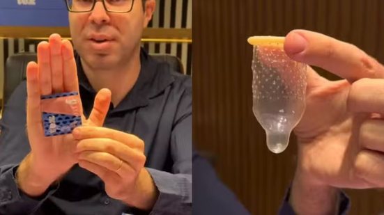 Imagem Camisinha texturizada do SUS chama atenção em vídeo de médico: ‘totalmente de graça’