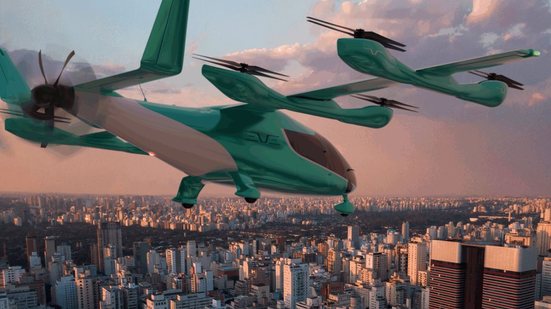 O objetivo principal é arrecadar fundos para investir no eVTOL, o "carro voador" da empresa. - Foto: Divulgação Eve Mobility