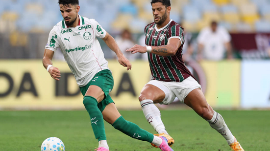 Flaco López e Hulk durante partida entre Palmeiras e Fluminense - Foto: Cesar Greco/Palmeiras/by Canon