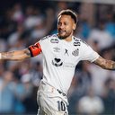 Neymar em comemoração de gol no empate contra o Flamengo - Foto: Raul Baretta/Santos FC