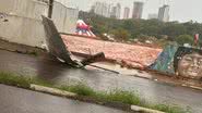 Temporal destelhou escola e exigiu mudança no local de votação - Foto: Reprodução/Defesa Civil SP