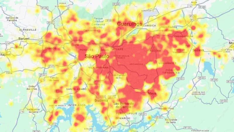 Foto: Reprodução/Mapa de risco Ituran
