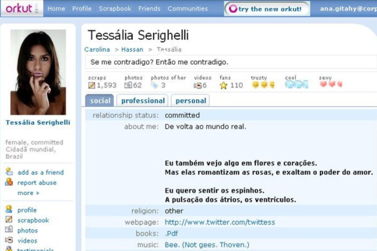 Perfil no Orkut