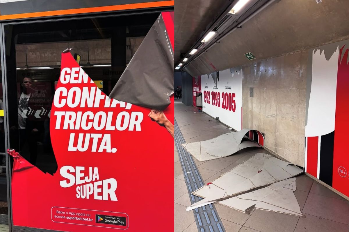 Estação São Paulo-Morumbi vandalizada por torcedores santistas