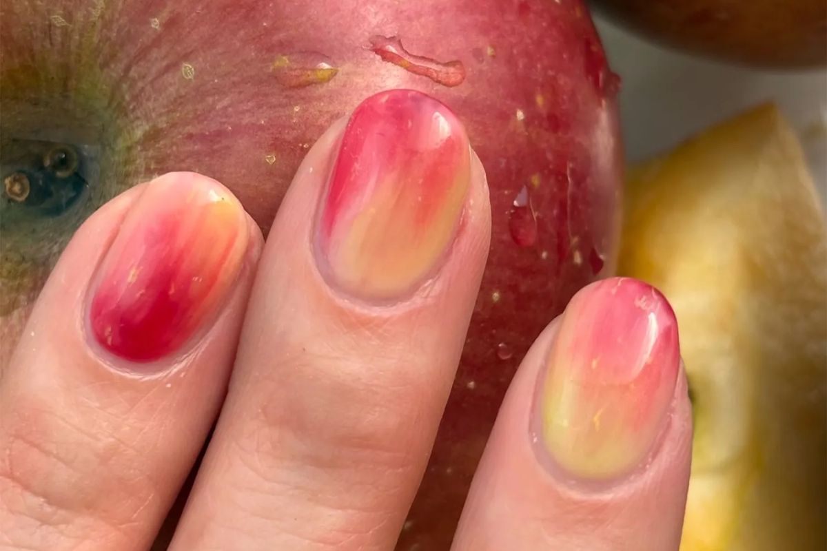 unhas casca de maçã