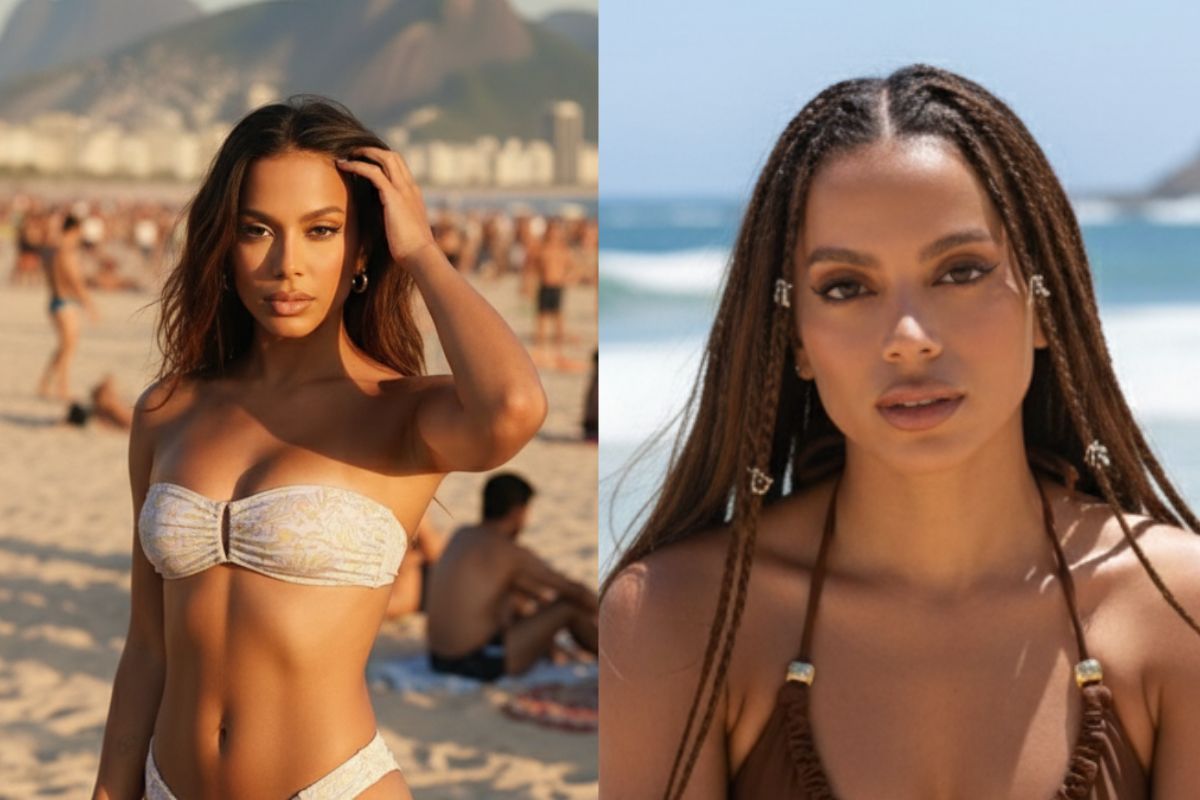Mudança do fundo de fotos da cantora Anitta com o Gemini