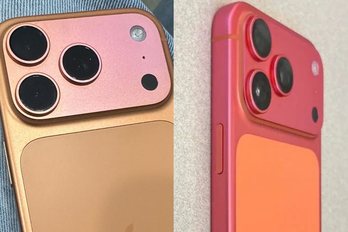 iPhone 17 Pro laranja com cor desbotada