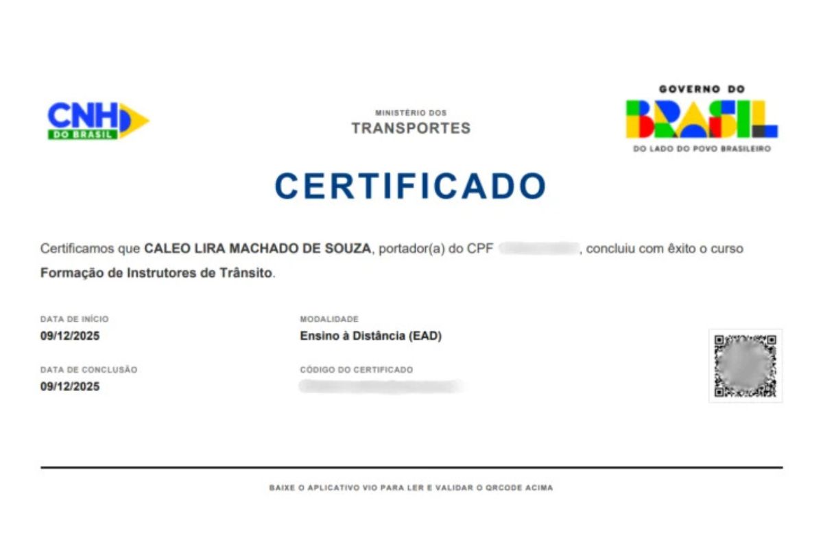 Certificado de Caleo, que tem apenas 3 anos