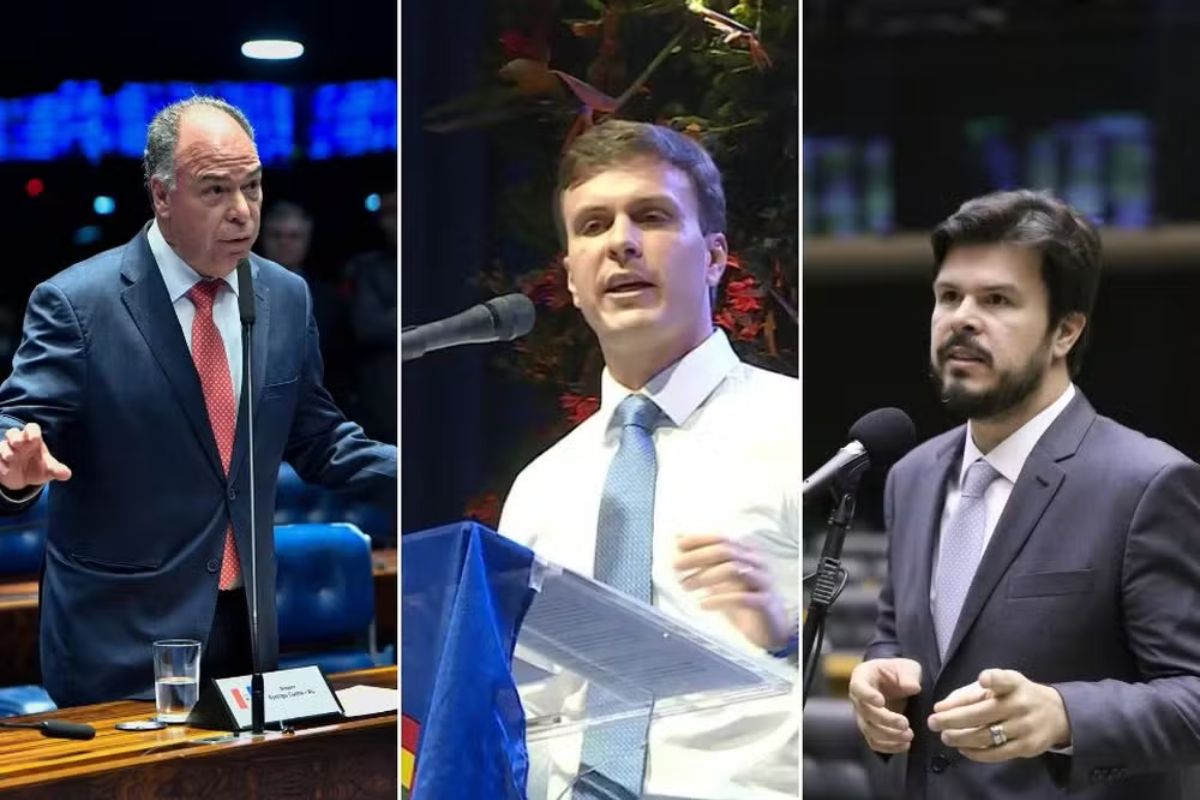 Ex-senador Fernando Bezerrra Coelho, Miguel Coelho e Fernando Filho. Fotos: Waldemir Barreto/Agência Senado/Reprodução/TV Grande Rio/Kayo Magalhães/Câmara dos Deputados.