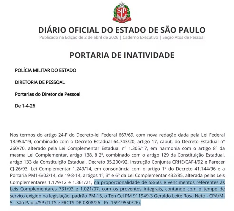 Publicação do Diário Oficial