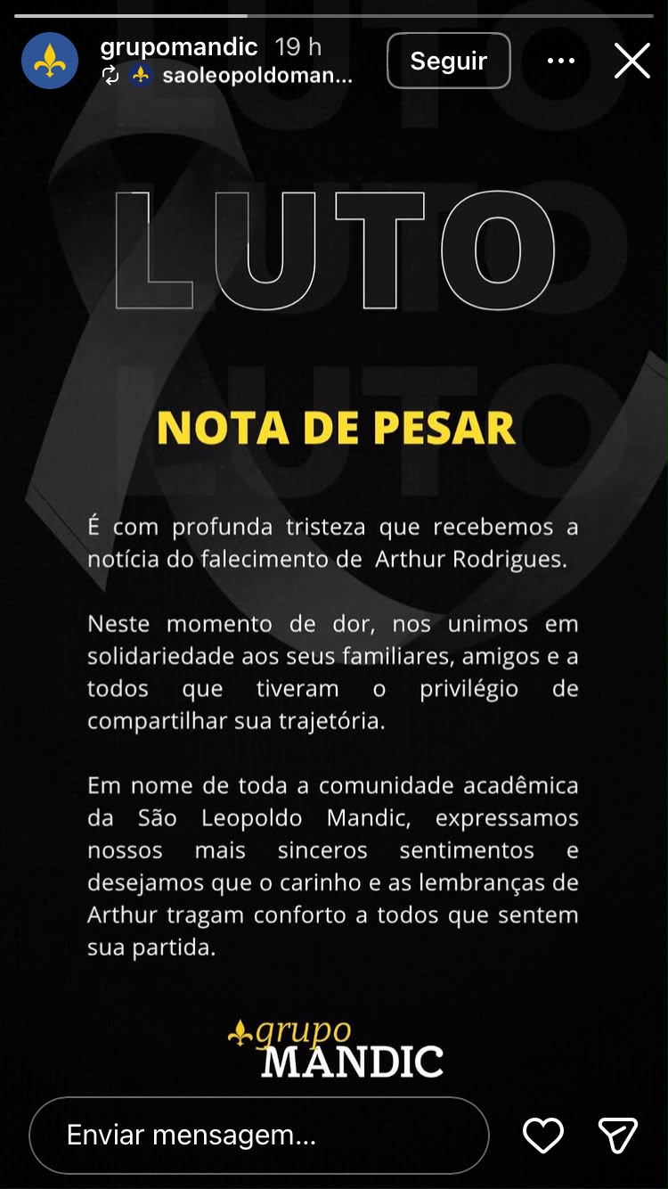 Instituição de ensino presta solidariedade