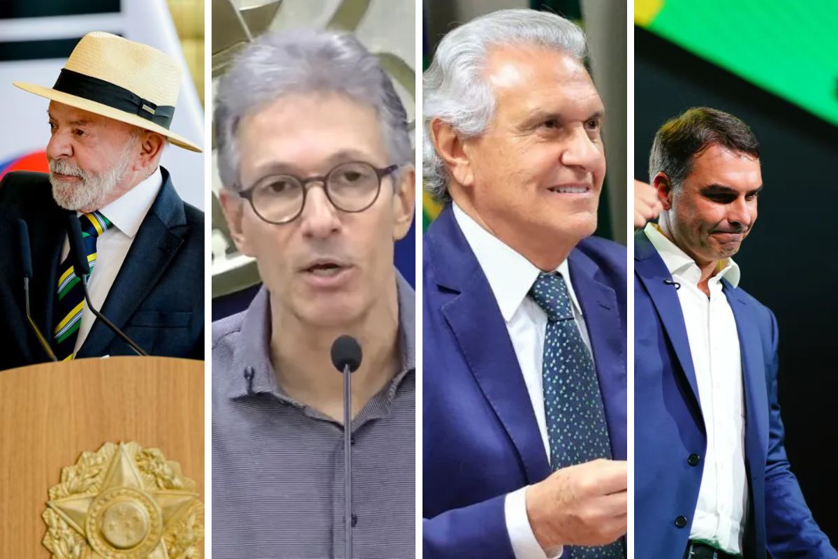 Fotos: Reprodução/Ricardo Stuckert/Campanha de Lula, YouTube, Secom-GO e Vittor Sales/Campanha Flávio Bolsonaro