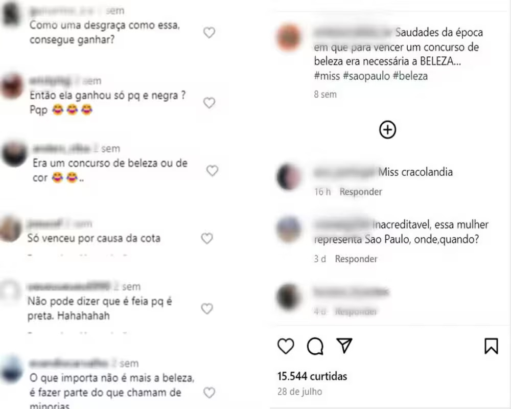 Comentários racistas não foram excluídos completamente