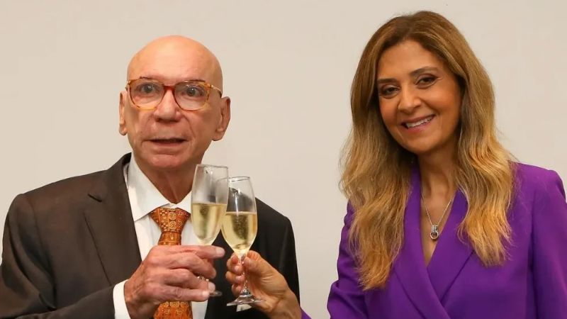 Jose Roberto Lamacchia e Leila Pereira (Foto: Cesar Greco/Palmeiras)
