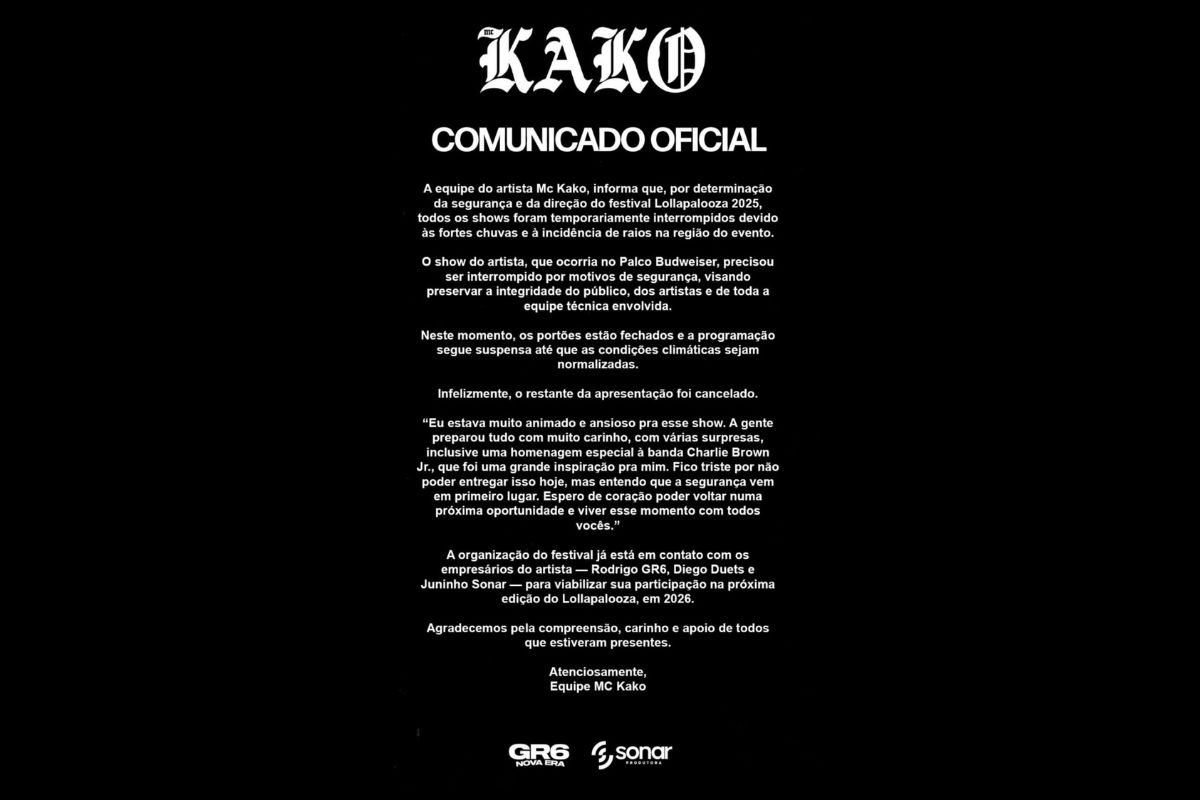 Nota oficial de MC Kako